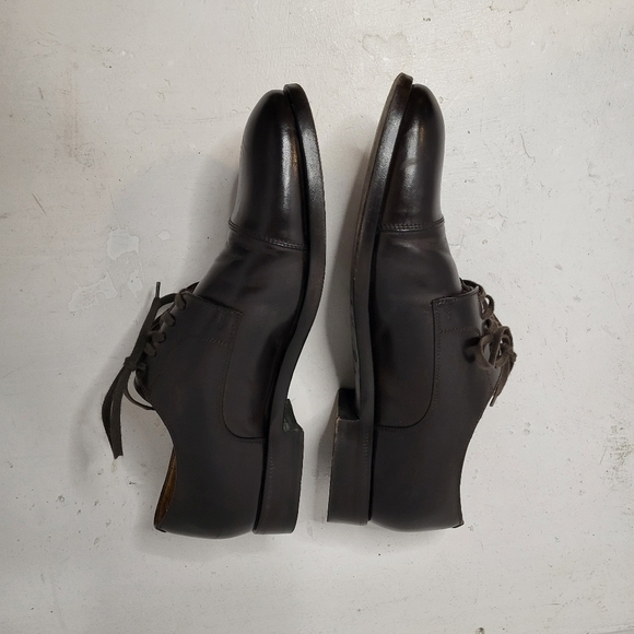 Atelier Munro Leather Lace Up Round Toe Dress Oxford Shoe Chocolate Brown - Picture 2 of 14